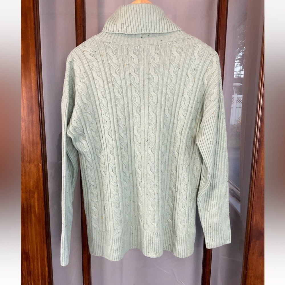 Talbots Women’s Large Sweater Green Turtleneck Cable Knit Cabin‎ Cozy - Picture 2 of 6